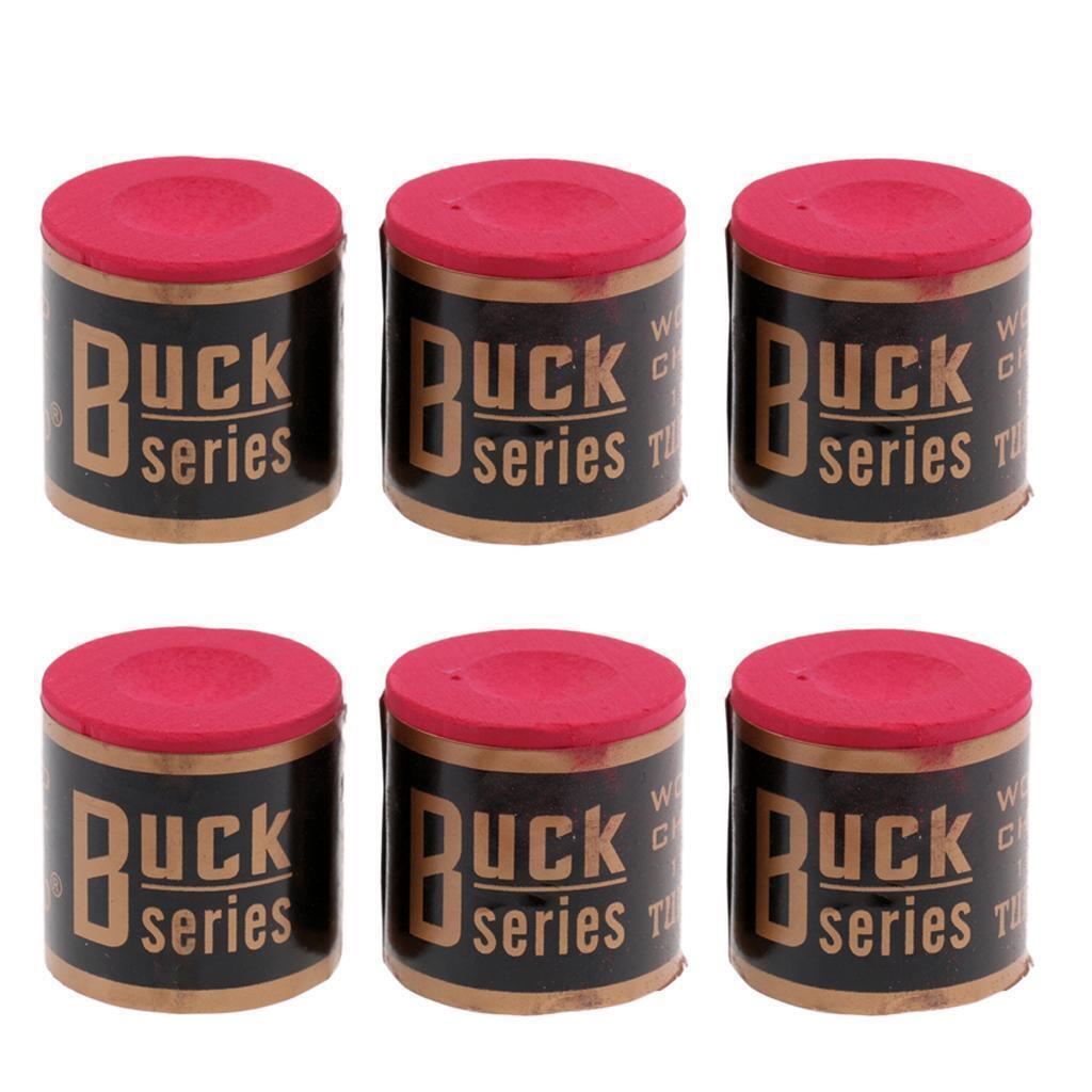 Premium 6 Pieces/Set Snooker Pool Cue Tip Chalk Billiard Accessories Red