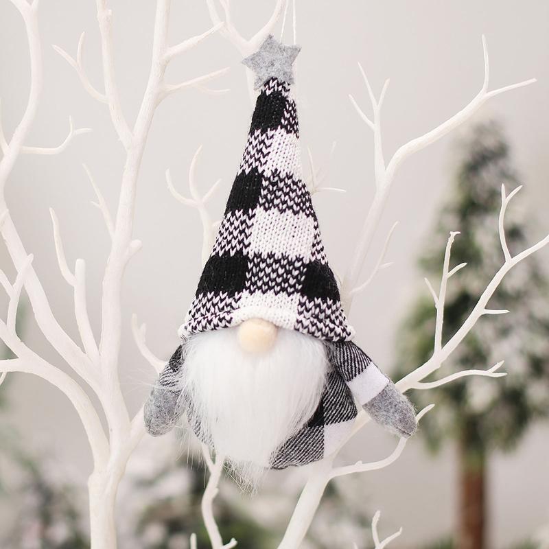 Christmas Plaid Plush Hat Hanging Gnome 1Set Pendant Bedroom Living Room Decor
