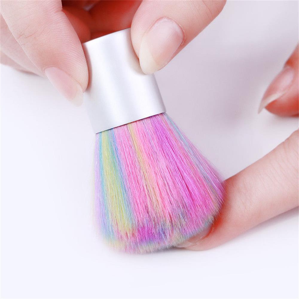 Rainbow Color Manicure Cleaner Nail Art Dust Brush Fiber Hair Powder Remover