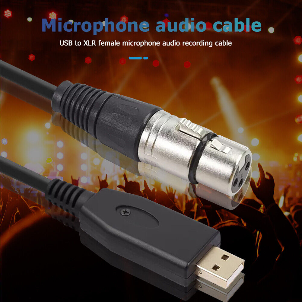 USB Microphone Cable USB Male to 3-Pin XLR Female Audio Cable Adapter (2m)