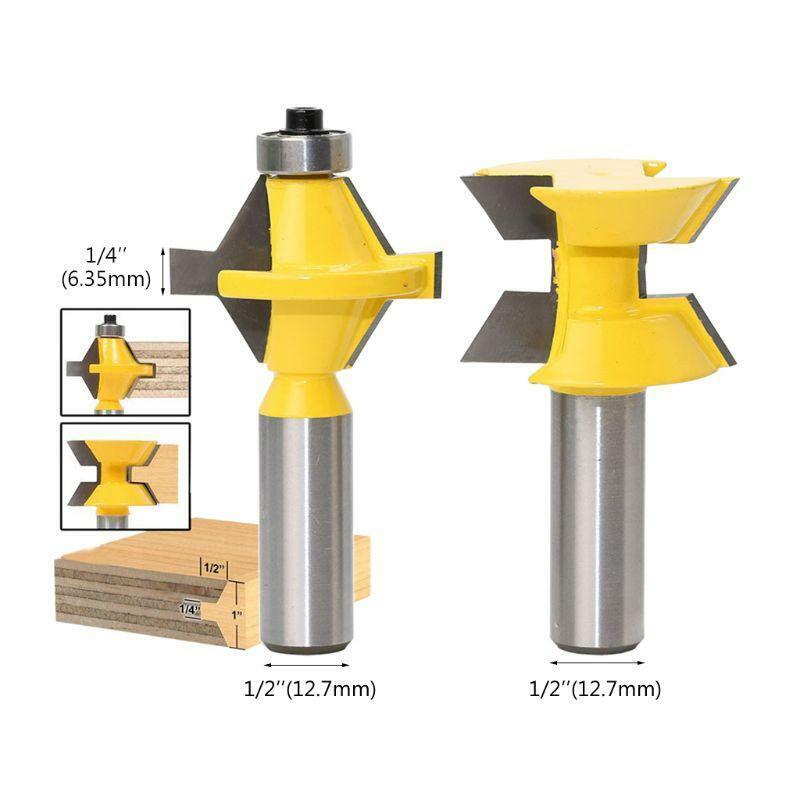 2PCS 120 Degree Lock Miter Finger Joint Router Bits 1/2'' Shank Milling Cutter