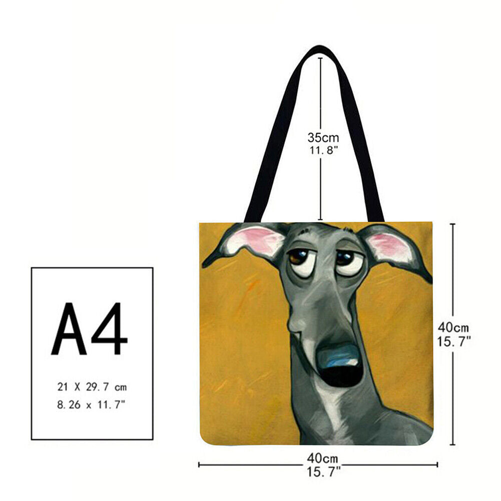 Grey dog Printed Shoulder Shopping Bag Casual Large Tote Handbag (40*40cm)