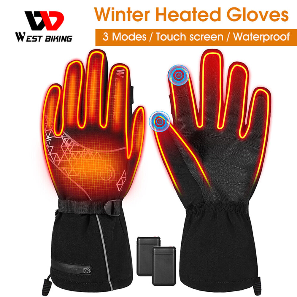 WEST BIKING Electric Heated Gloves USB Rechargeable Anti-Cold Gloves (XL)