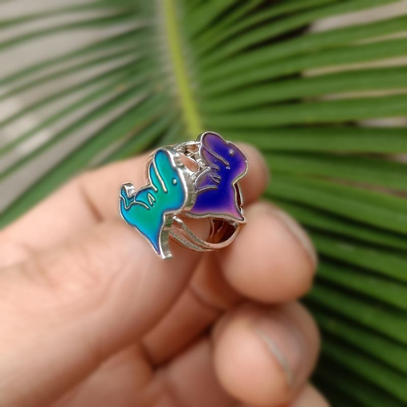 Fashion Thermochromic Ring Cute Cartoon Animal Tyrannosaurus Opening Adjustable
