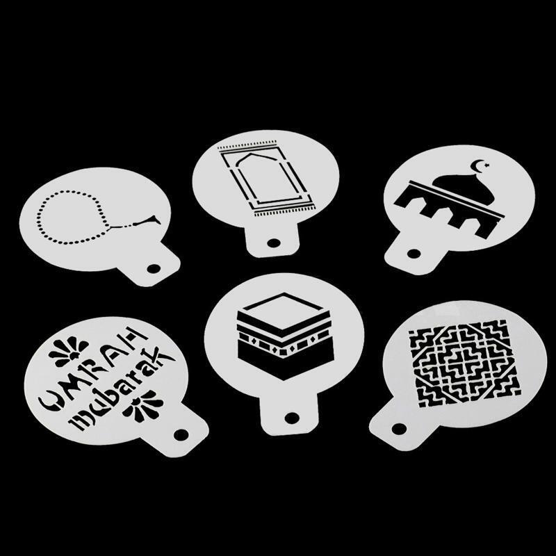 6 Pcs Coffee Stencils Cake Templates for Wedding Shower Birthday Eid Celebrating