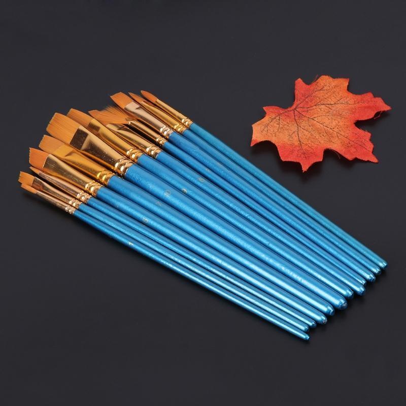 14Pcs Acrylic Artist Paint Brush Oil Watercolor Painting Nylon Hair Palettes Set