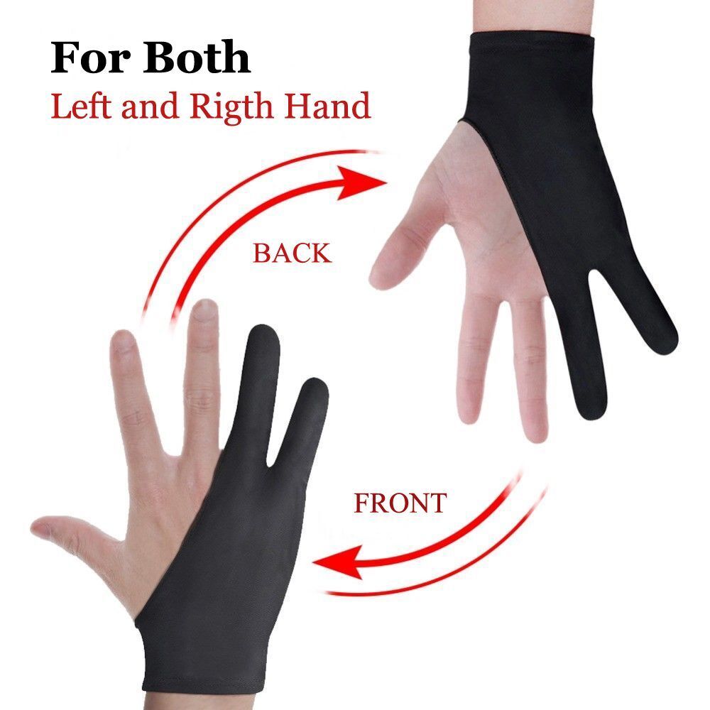 Hot Universal Fingerless Free Size Two Finger Anti-fouling Drawing Glove Black