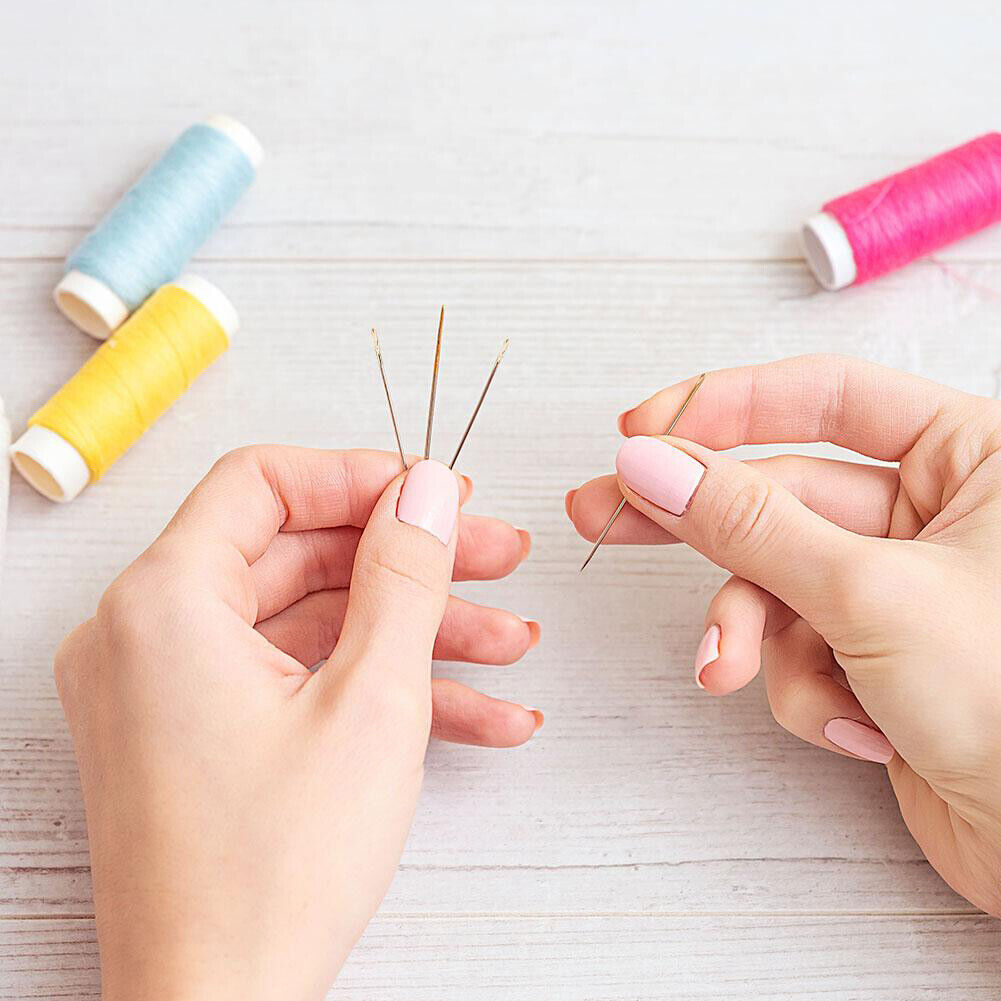 12pcs Stainless Steel Sewing Needles Set Self-Threading Embroidery Tools