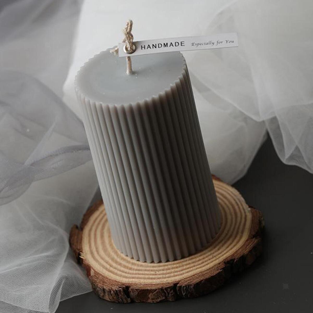 2pcs Handmade Candle Mold Acrylic Stripe Cylinder Rib   Making