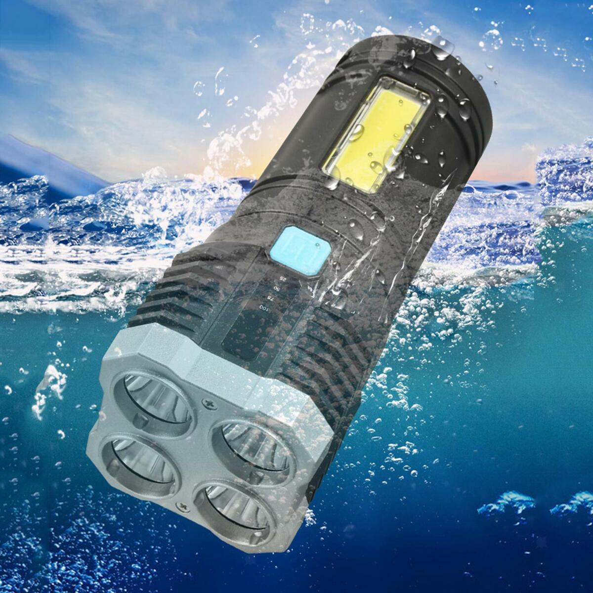 LED Flashlight USB Handheld Torch Outdoor Emergency Gear Hiking