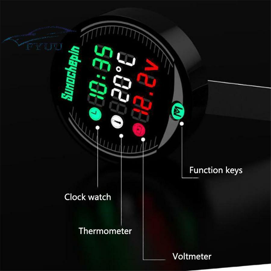 Voltmeter Gauge Display Table LED Volt Meter Clock Black USB Charger In Moto
