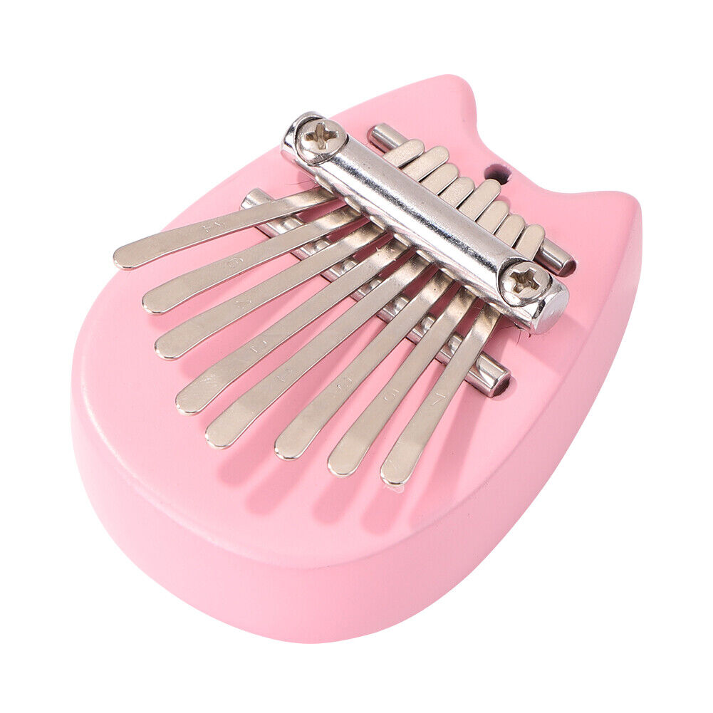 Mini Cat 8-Key Pine Plate Kalimba Finger Piano Musical Mbira Sanza Pink