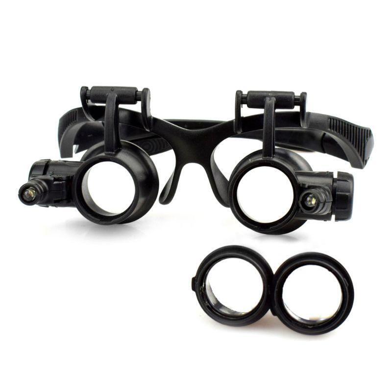 Bracket Headband Magnifying Glass With 2 LED Lights And 6 Interchangeable Lens