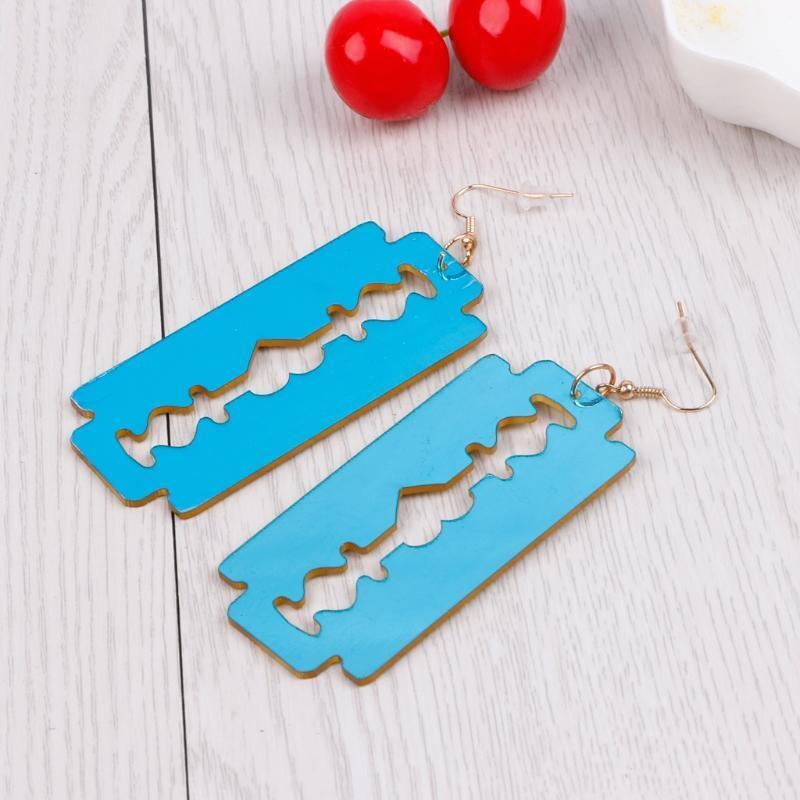 2 Pairs/Lot Acrylic Punk Razor Blade Drop Earrings Fashion Jewelry Accessories