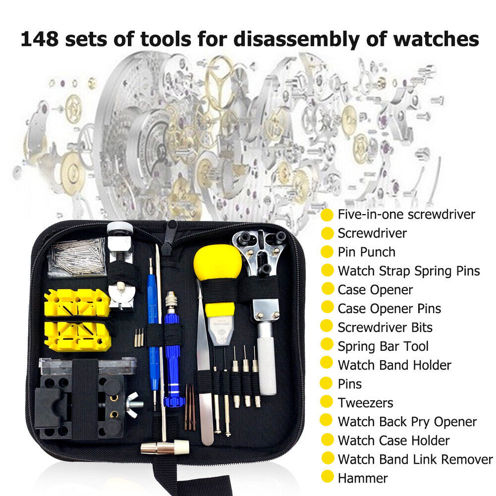 148pcs Watch Case Opener Link Pin Remover Screwdriver Repair Tools (Blue)