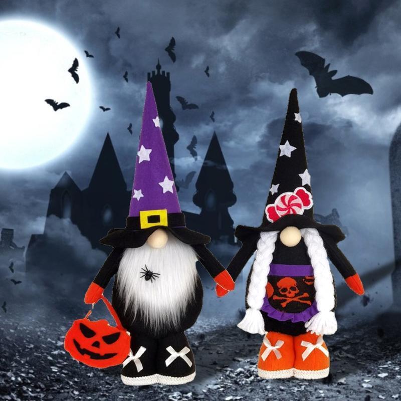 Mr and Mrs Halloween Gnomes Couple Set of 2 Handmade Swedish Tomte Scandinavian