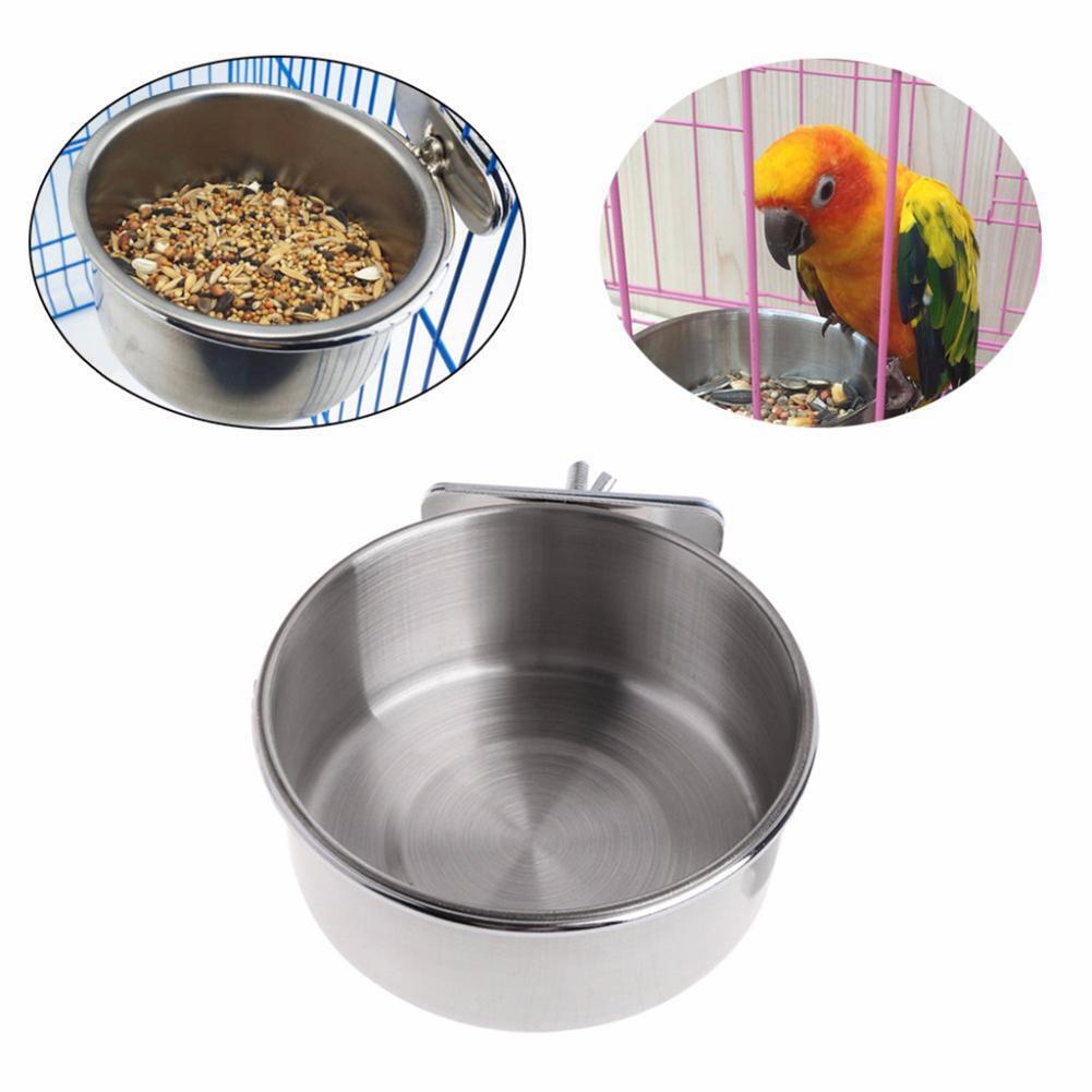 Stainless Steel Bird Feed Bowl Antirust Parrot Food Water Plate Kit (S 10CM