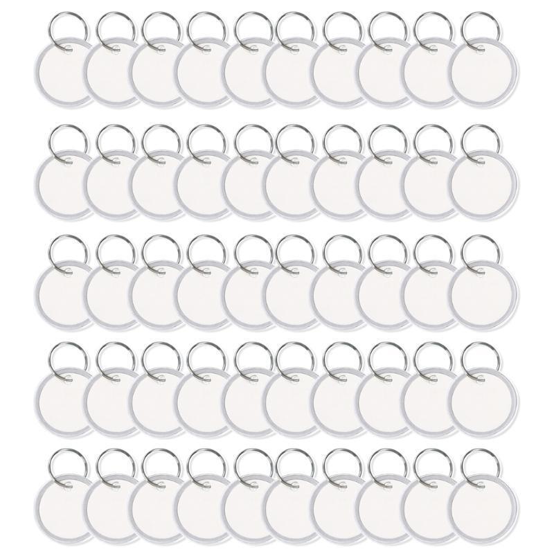 50Pieces/Set Round Tags Paper Labels Blank Hang Tags with Metal Rim & Keyring