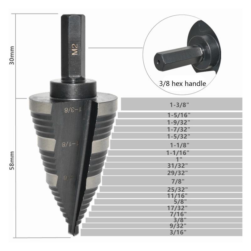 HSS Step Drill Bit Dual-Fluted Stepper Bit Ideal for Metalworking Rust Proof