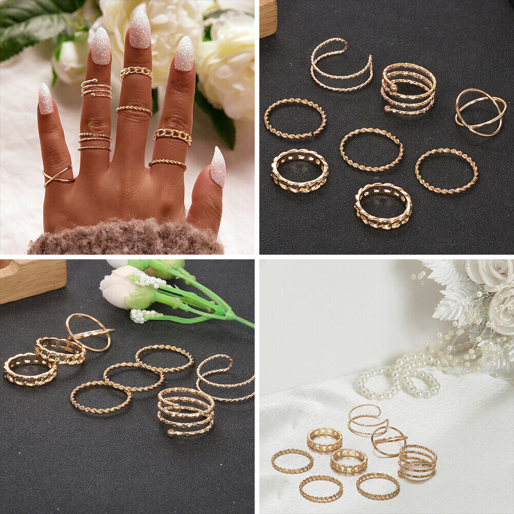 8pcs Multilayer Twist Women Knuckle Rings Women Charming Wedding Jewelry