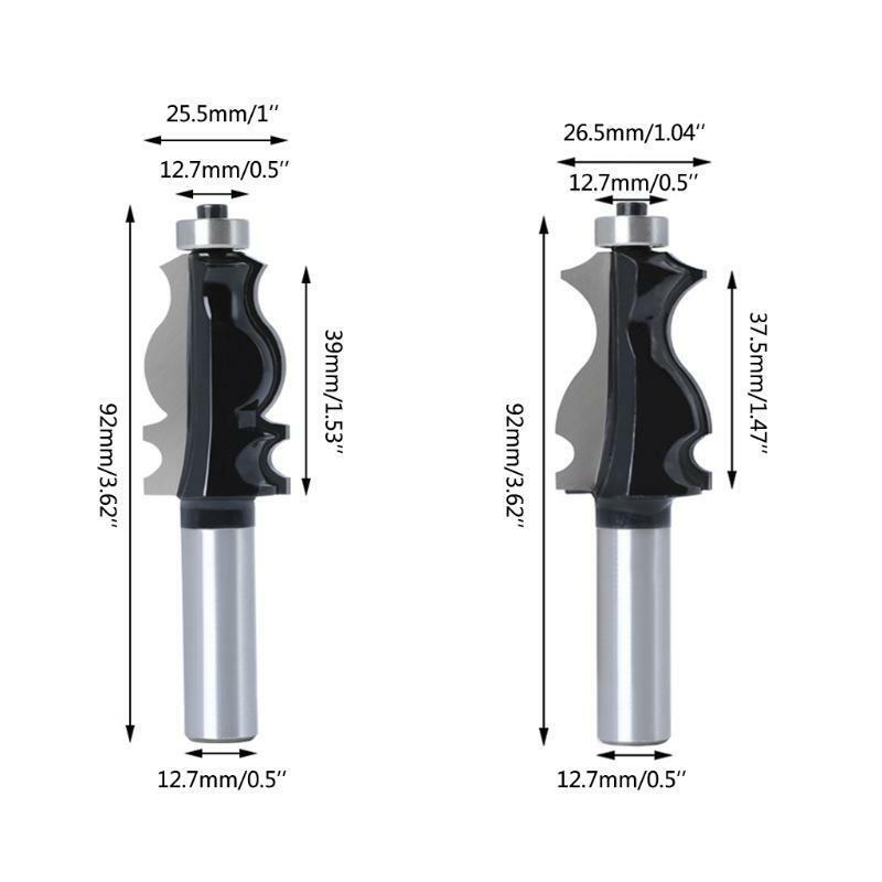 2x Fishtail Armrest Milling Cutter Woodworking Fishtail Handrail Router Bit Trim