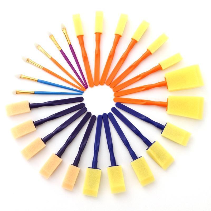 50Pcs Flat Brush Sponge Brush Set Small Medium Large Anti-sheding Nylon Brushes
