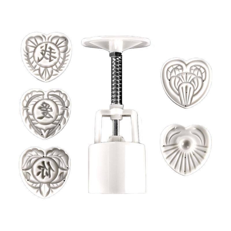 Heart Flower Shape Moon Cake Mould Hand Pressure Cookies Cutter Smooth Enjoy Fun