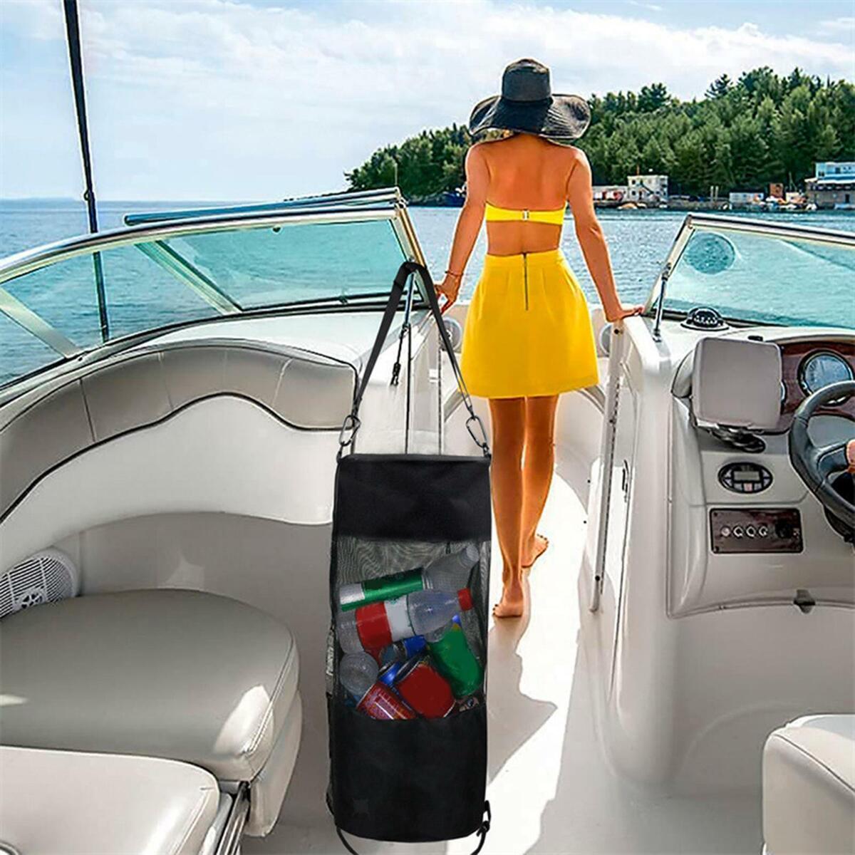 Boat Trash Bag Marine Accessories Black Storage Fit for Boats Camping Kayak