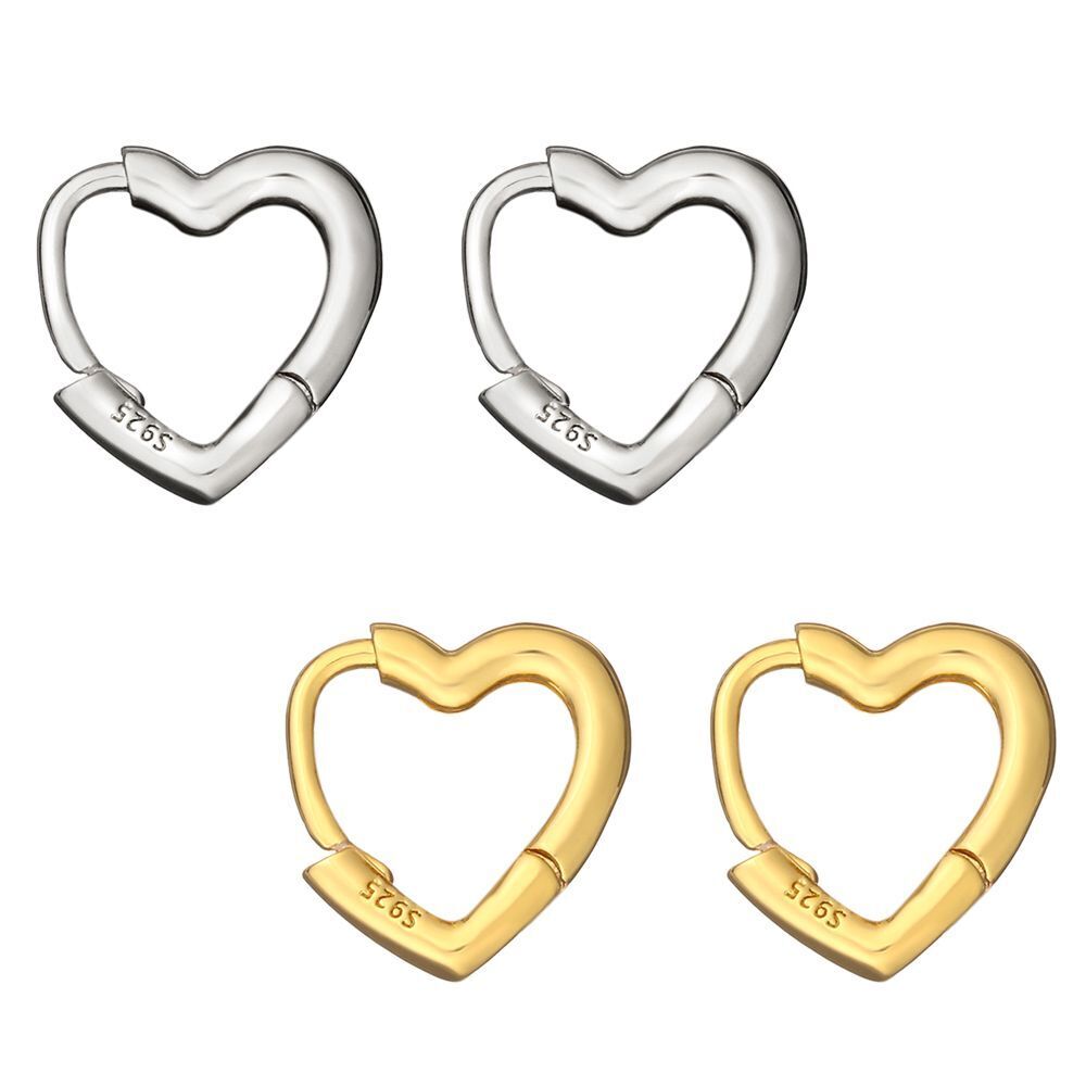 Fashion Small Jewelry Gift Heart Shaped S925 Studs Hoop Earrings Hypoallergenic