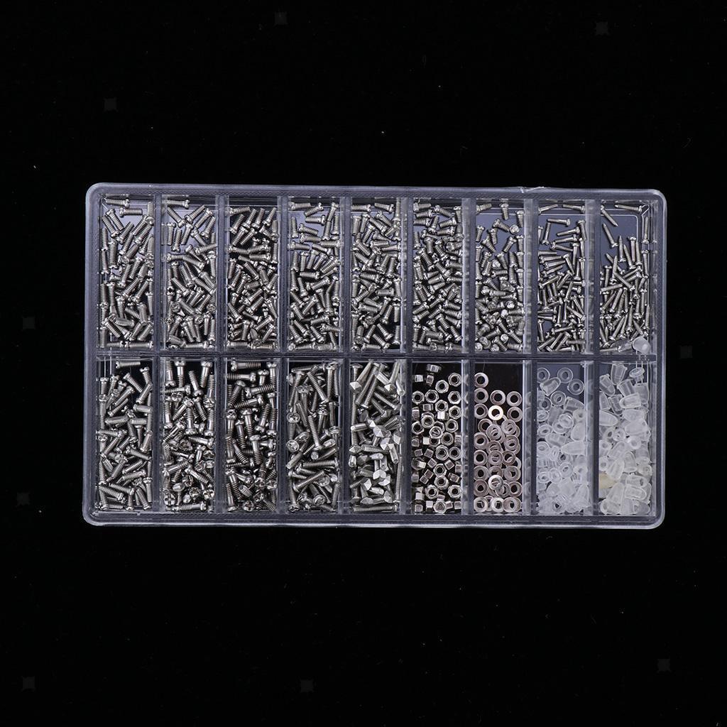 1000pcs Tiny Screws Nut + Screwdriver Watch Glasses Repair Tool Kit