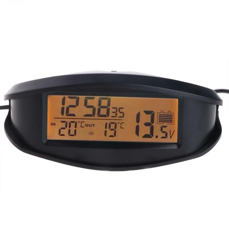 Digital Car In & Outdoor Thermometer Voltmeter Time Clock  Alarm Backlight EC98