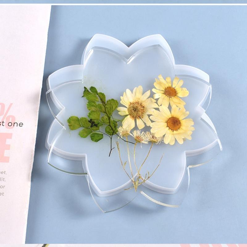 Lotus Crystal Agate Coaster Mold Mug Pad Tray DIY Mold DIY Crafts Cup Mats Mould