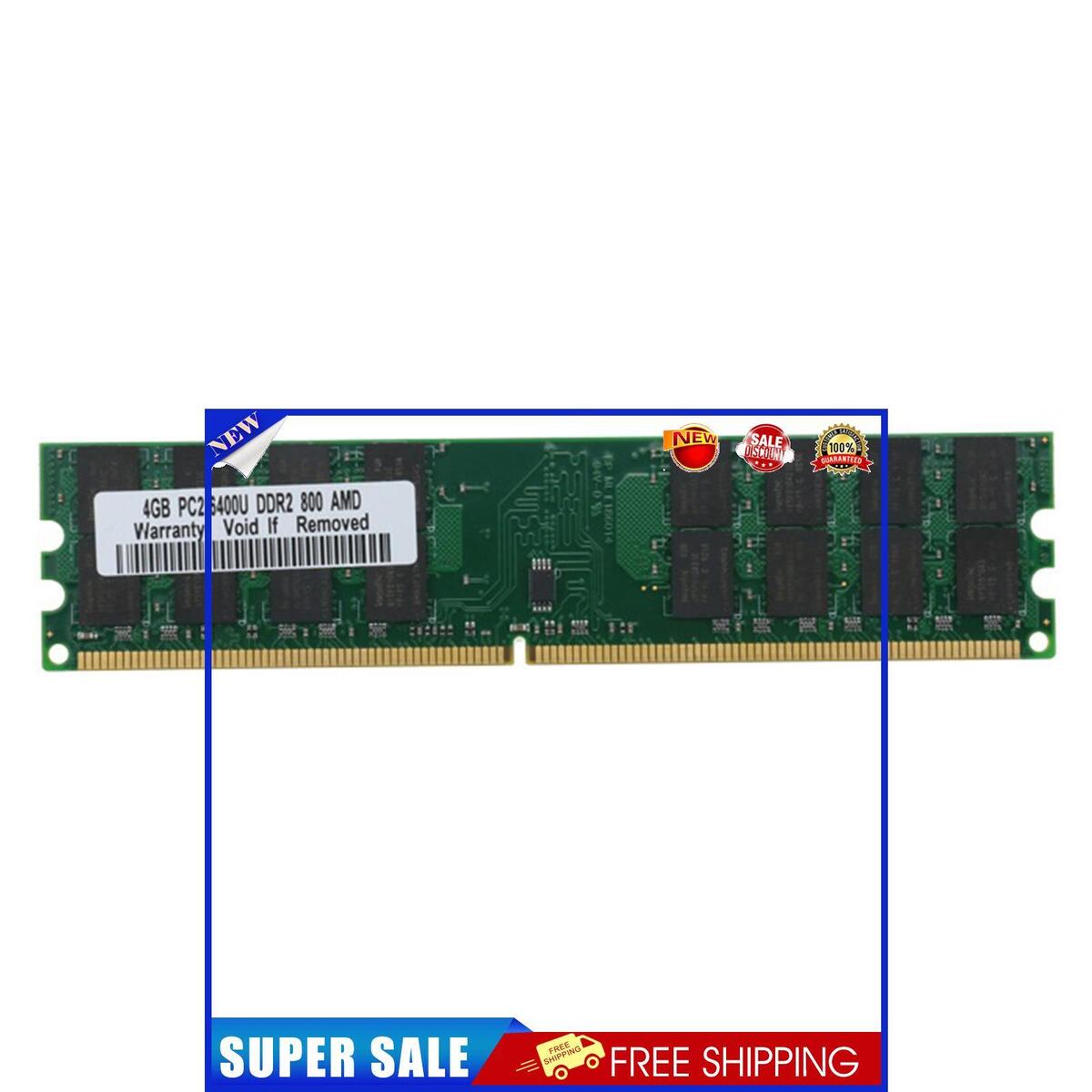Memory RAM DDR2 4GB 24 Pin 800 MHz DDR2 Desktop Memory Module (Army Green)