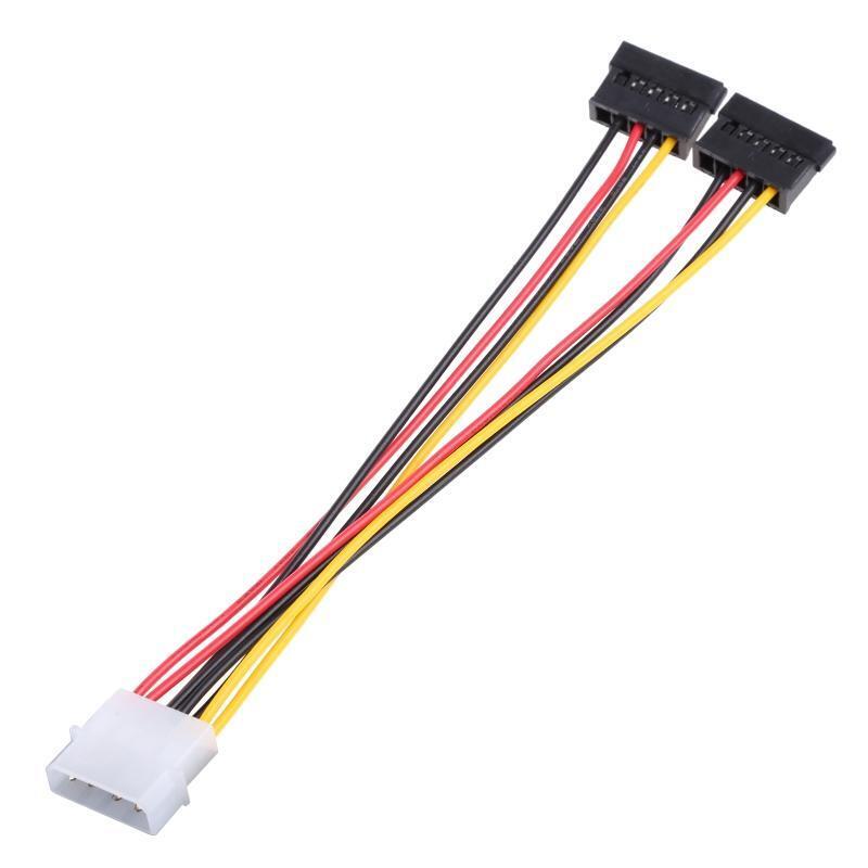 4 Pin IDE Molex to 2 Serial Sata Hard Drive Power Supply 4P Sata Extension Cable