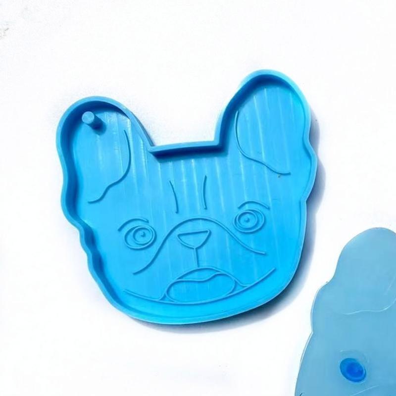 DIY Necklace Pendant Earrings Crayons Clay Crafts Bulldog Dog Head Keychain Mold