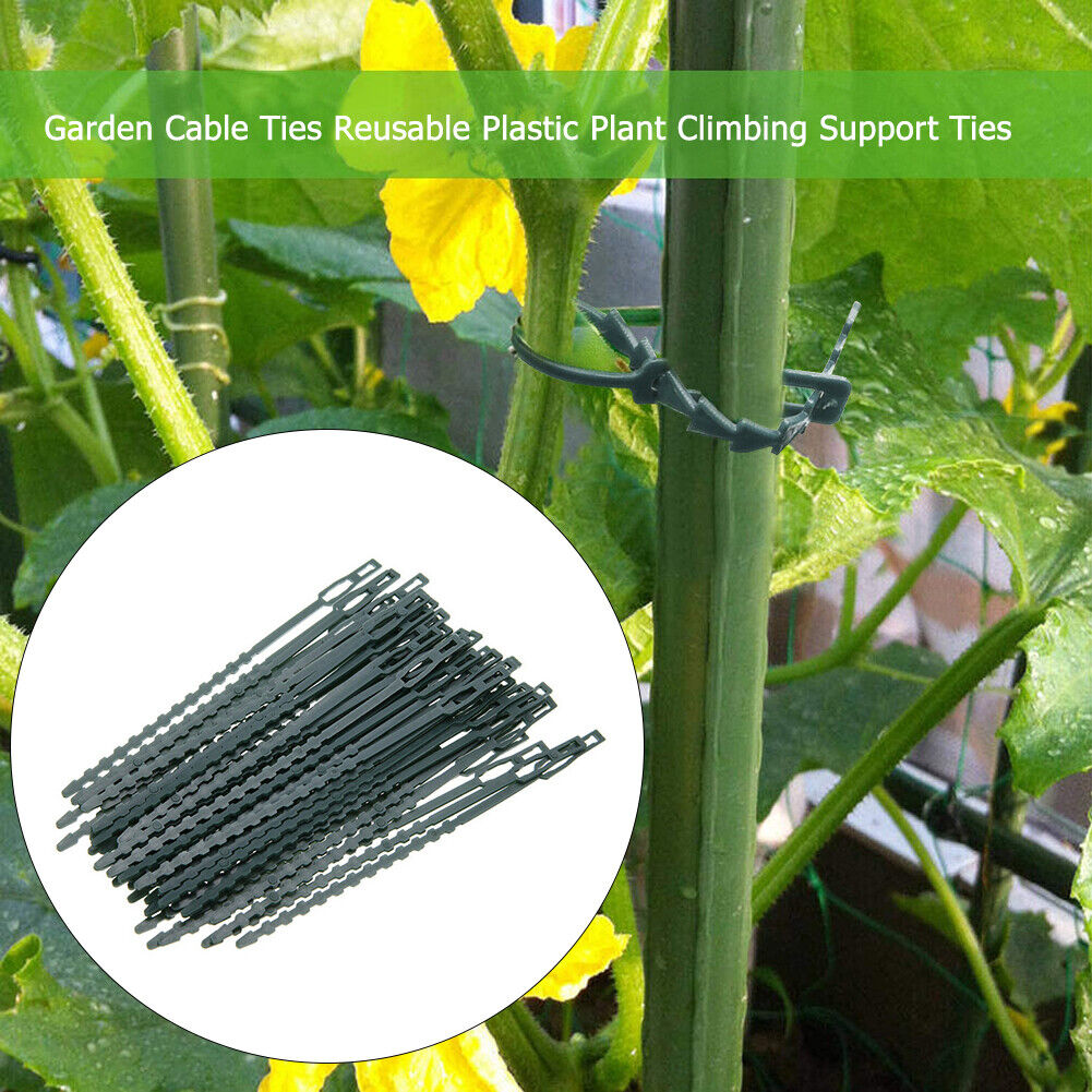 50x/bag Plastic Plant Ties Reusable Adjustable Grow Kit Garden Tools (17cm)