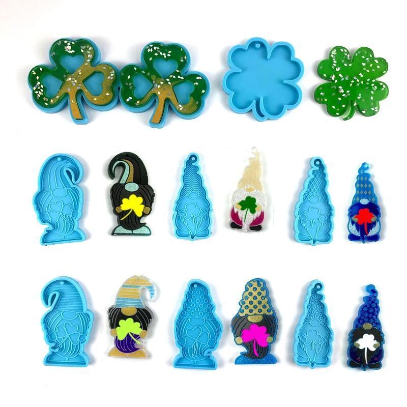 8 Pcs Glossy Silicone Molds Patrick's Day Keychain Mold Pendant Jewelry Molds