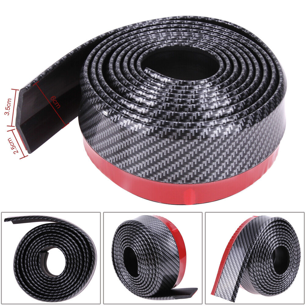 Black Soft Carbon Fiber Car Rubber Bumper Strip  Outside Bumper Front Lip