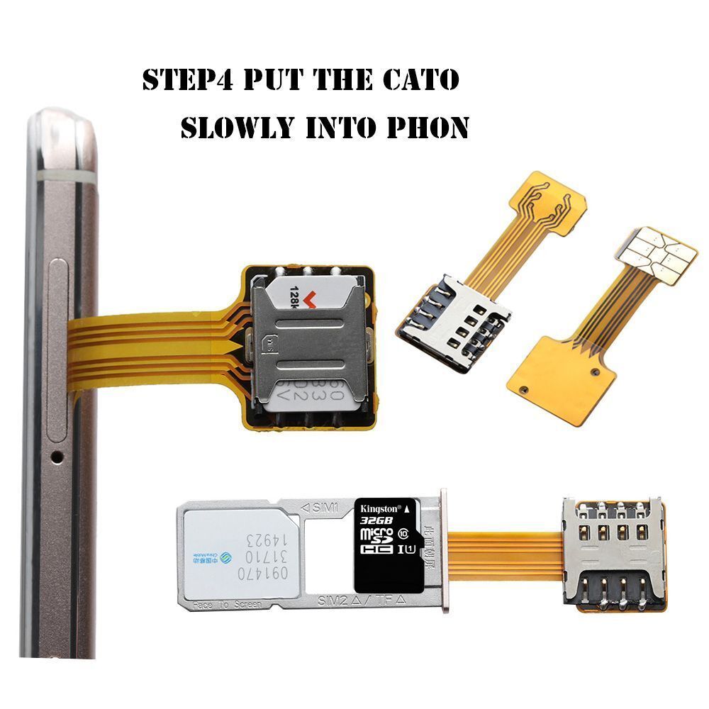 Android Phone Nano Cato Micro SD Extender Dual SIM Card Adapter Hybrid Sim Slot