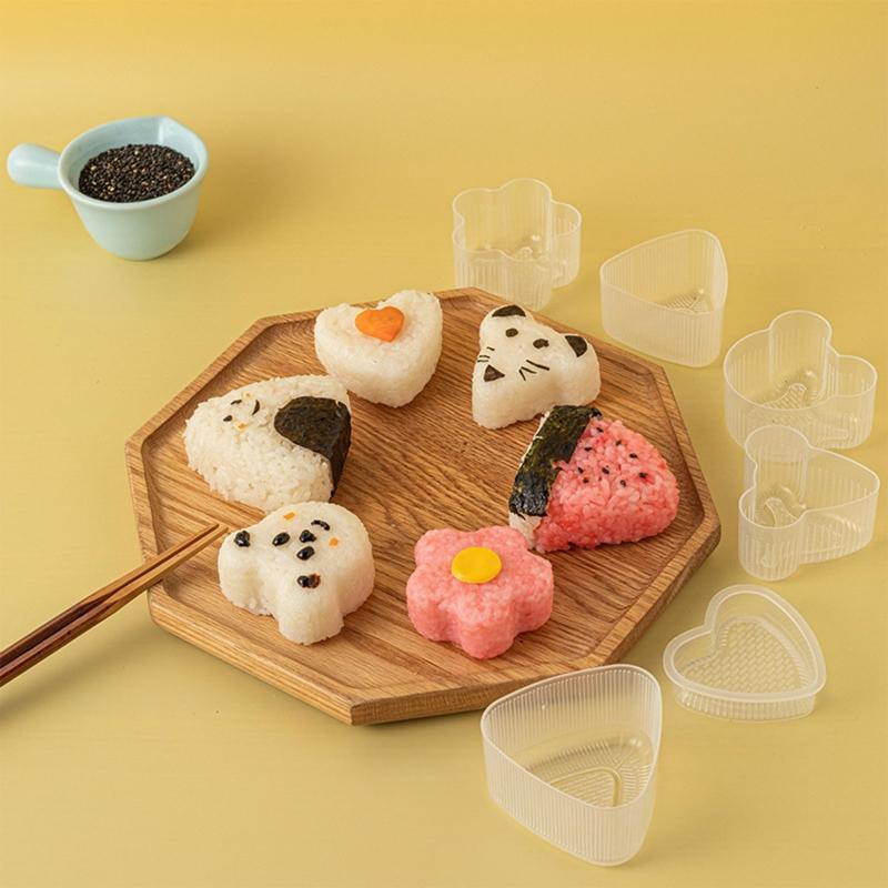 6 Pieces PP Sushi Moulds Press Rice Ball Making Reusable Easy to Operation