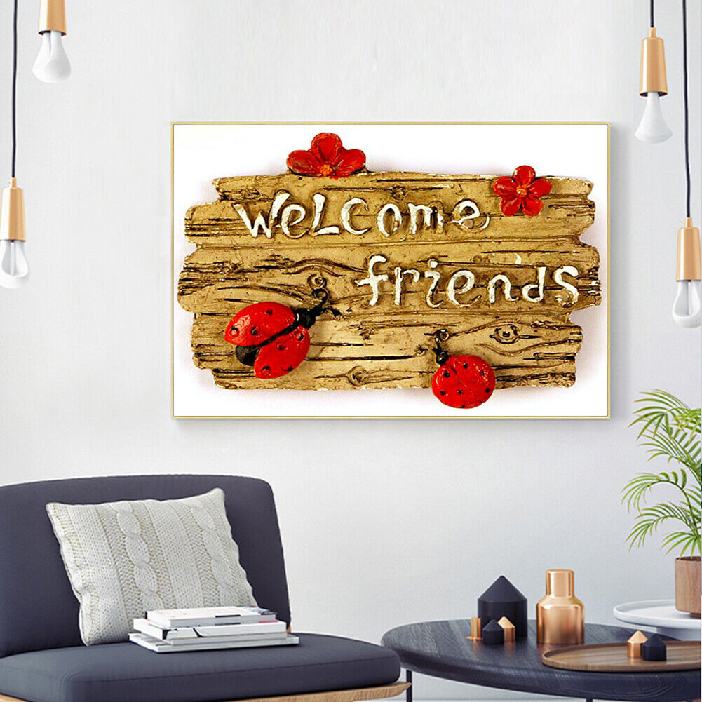 Welcome Friends 5D DIY Full Round Drill Diamond Painting Rhinestone Mosaic