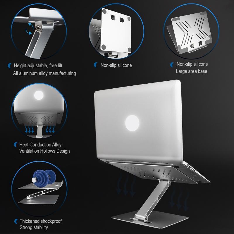 Aluminum Adjustable Laptop Stand Avoid Neck Pain for Travel Home Office