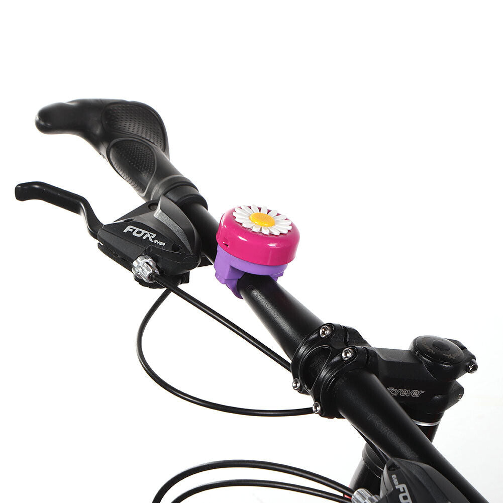 Kids Bicycle Bell Handlebars Road MTB Bike Daisy Ring Alarm (Rose+Purple)