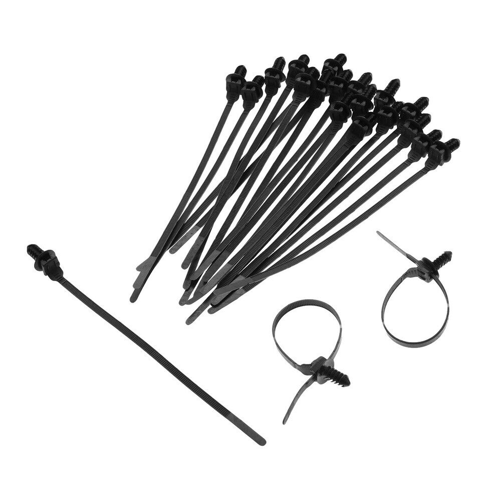 30 Universal Nylon Black Cable Ties 185mm Length Releasable Straps 5mm width