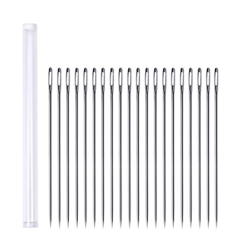 Metal Big Eye Needles 20Pcs with Storage Bottle Kit Long Sewing Needles