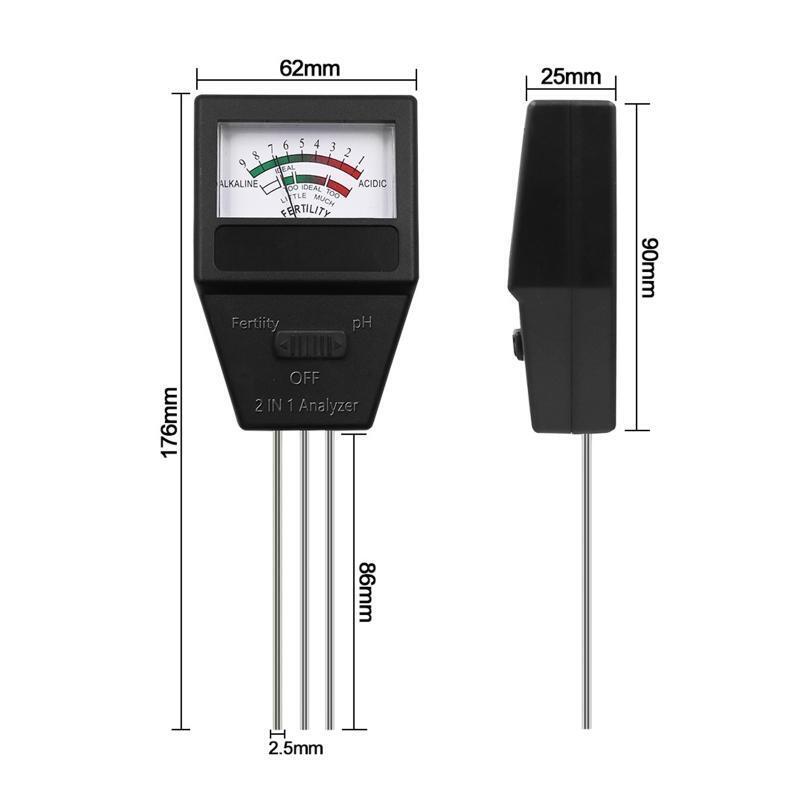 Soil PH Fertility Meter with 3 Probes for Garden Farm Lawn Outdoor & Indoor