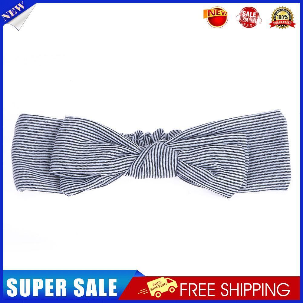 Korean Stripe Bow Knot Baby Hair Band Infant Elastic Headband(Sky Blue)