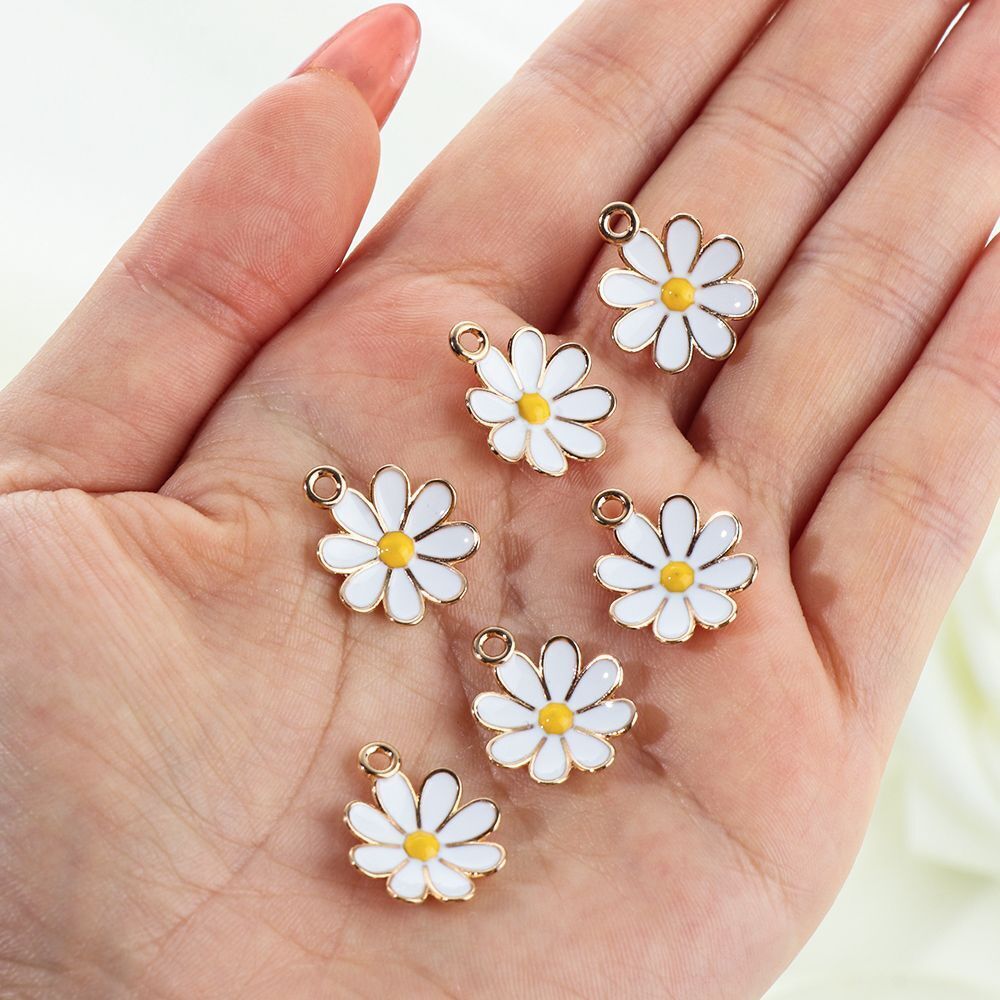 charms Charm Beads Enamel Flower Pendants Flower Charm Daisy Charm Daisy Flower