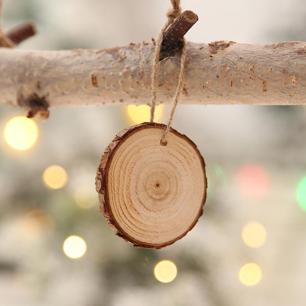 20pcs Christmas Xmas Tree Wood Log Slices Discs Cutout Circle Wood Disks
