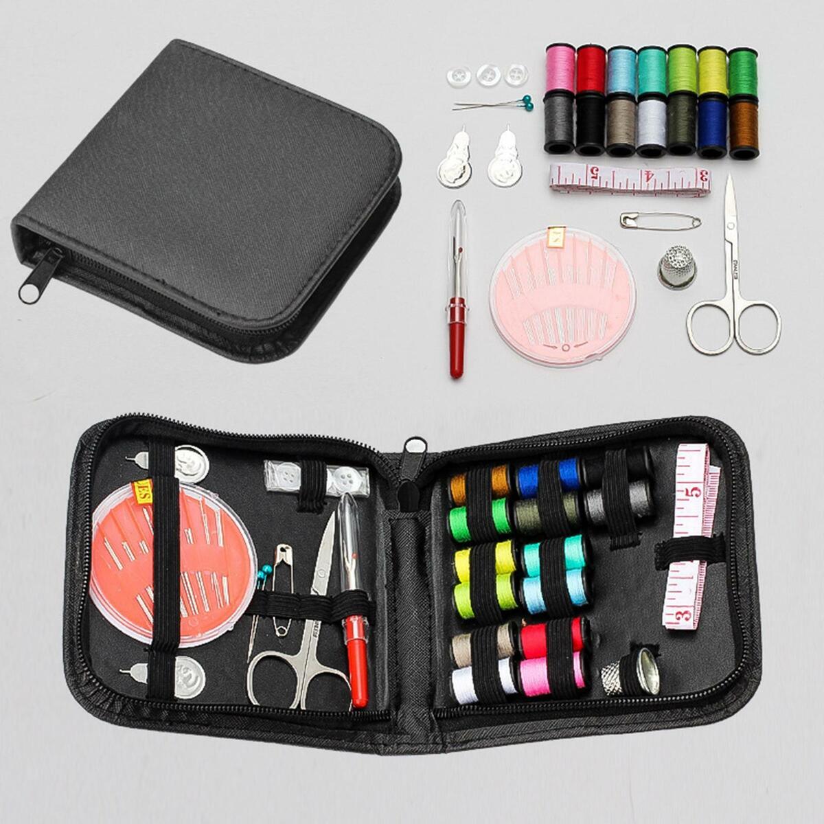 Sewing Kit Supplies Travel Sew Tools with 26pcs Embroidery Letter Patches